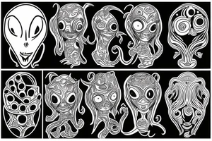 Psychedelic alien full body tattoo idea