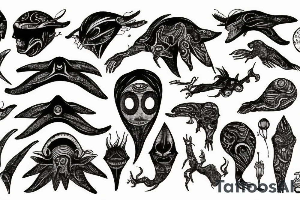 Full body psychedelic alien tattoo idea