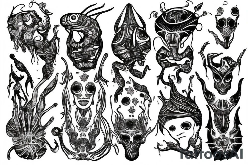Full body psychedelic alien tattoo idea