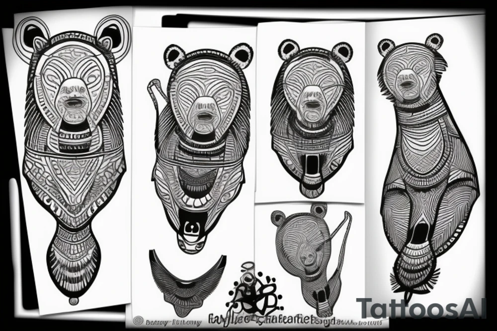 Egyptian alien bear tattoo idea