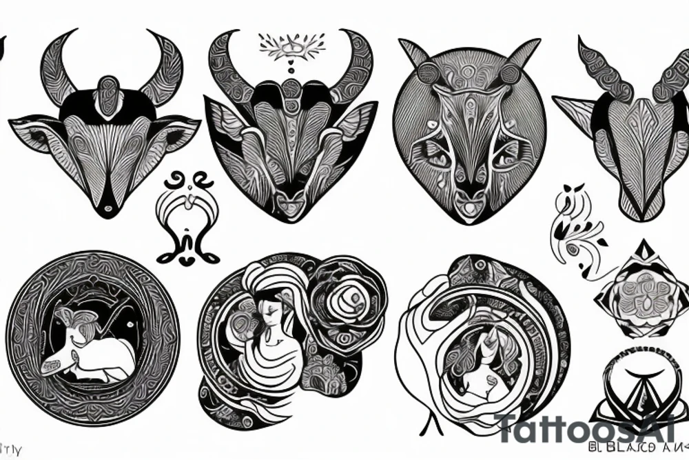 Gemini and Aries zodiac sign together in one tattoo idea