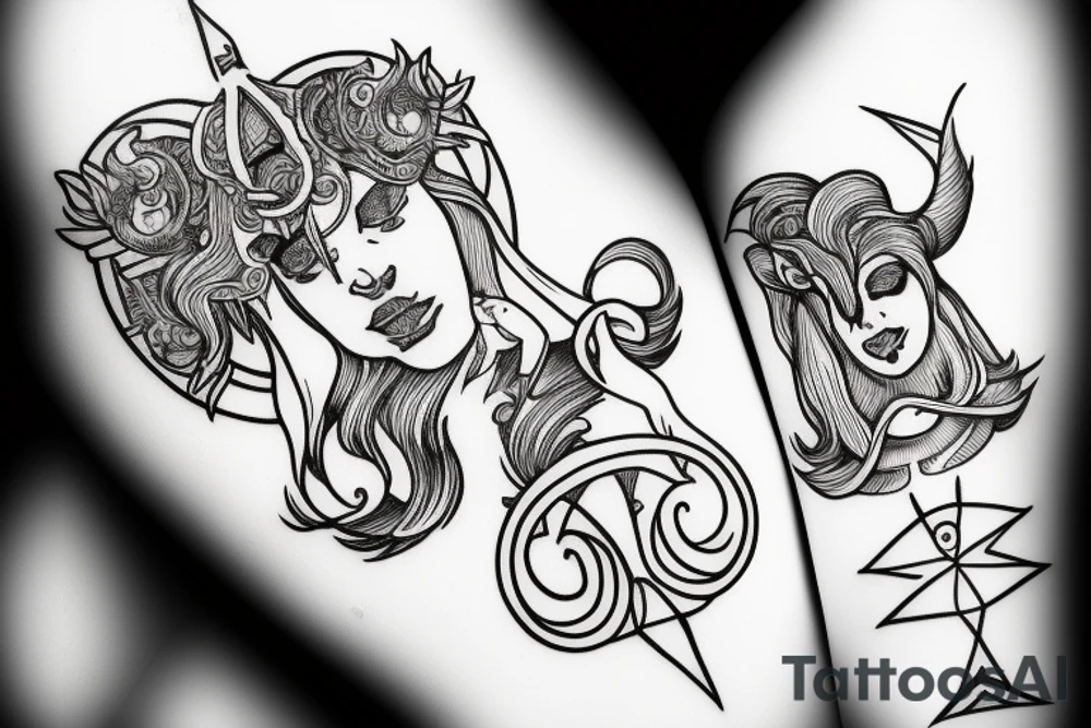 Gemini and Aries zodiac sign together in one tattoo idea