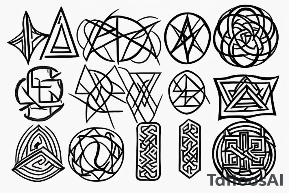 Nordic Runes combined as sacred geometry tattoo idea