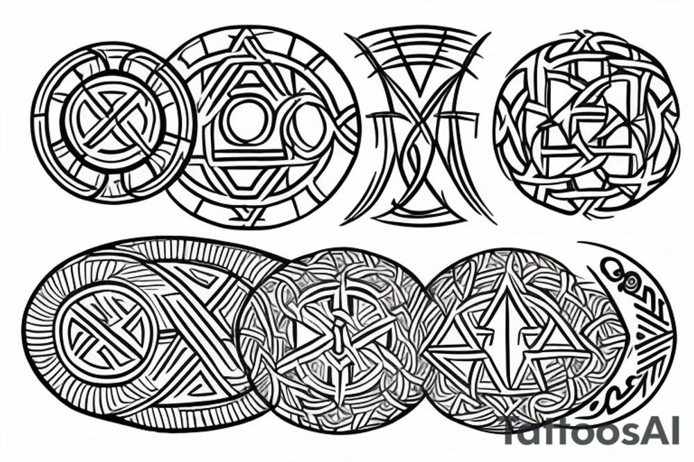 Nordic Runes combined as sacred geometry tattoo idea