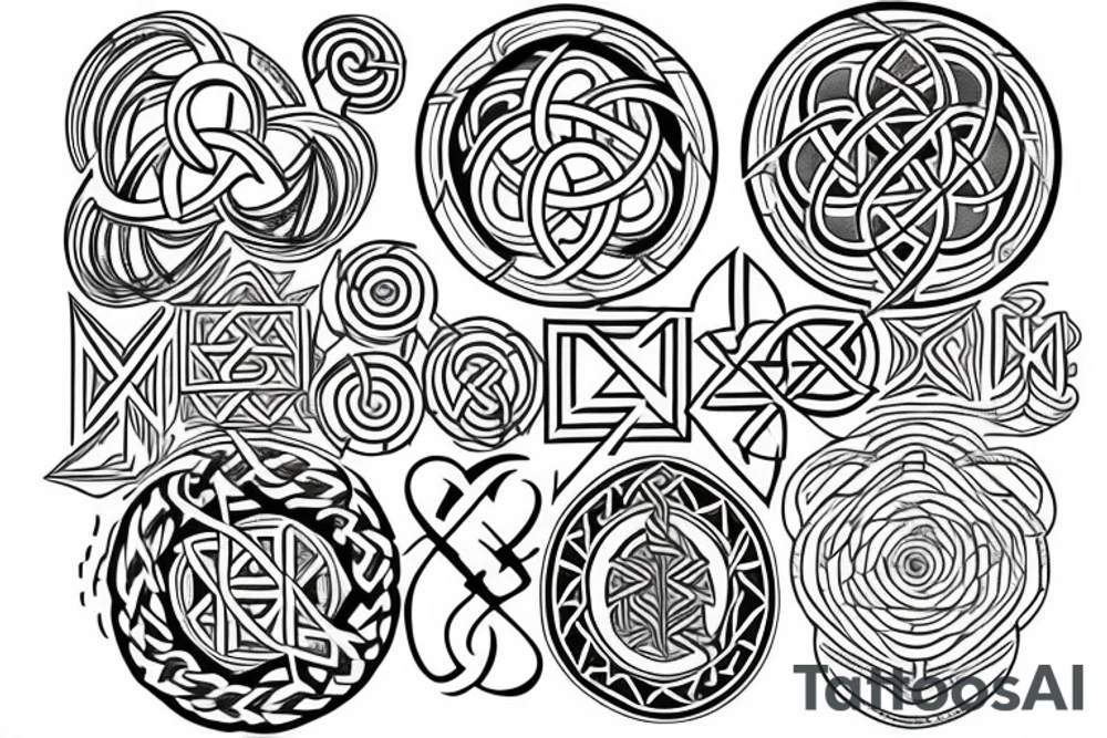 Nordic Runes combined as sacred geometry sleeve tattoo idea