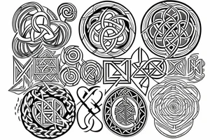 Nordic Runes combined as sacred geometry sleeve tattoo idea