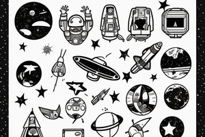 astronaut and satellite tattoo idea