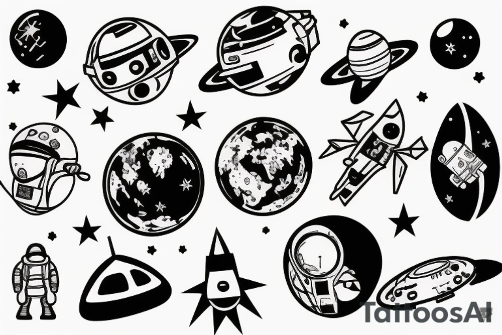 astronaut and satellite tattoo idea