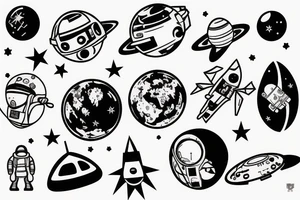 astronaut and satellite tattoo idea