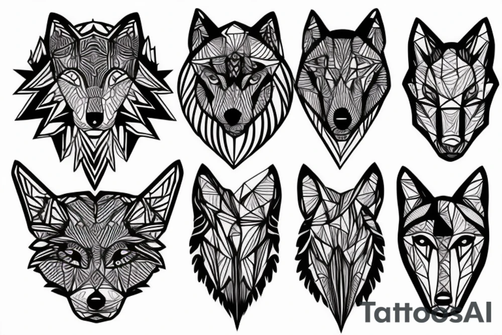 Geometric wolf tattoo idea