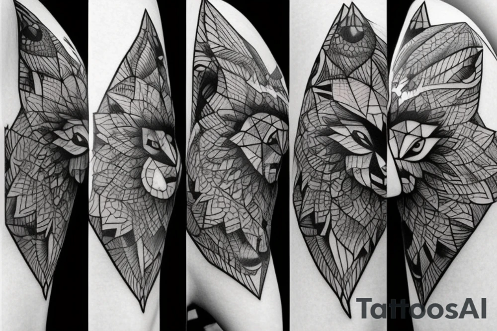 Geometric wolf tattoo idea