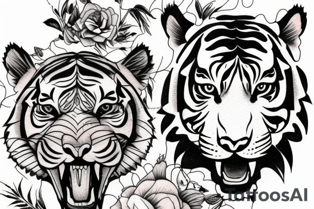 Tiger on mountain tattoo idea