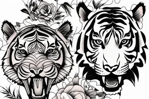 Tiger on mountain tattoo idea