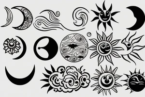 fineline moon and sun tattoo for underboob area tattoo idea