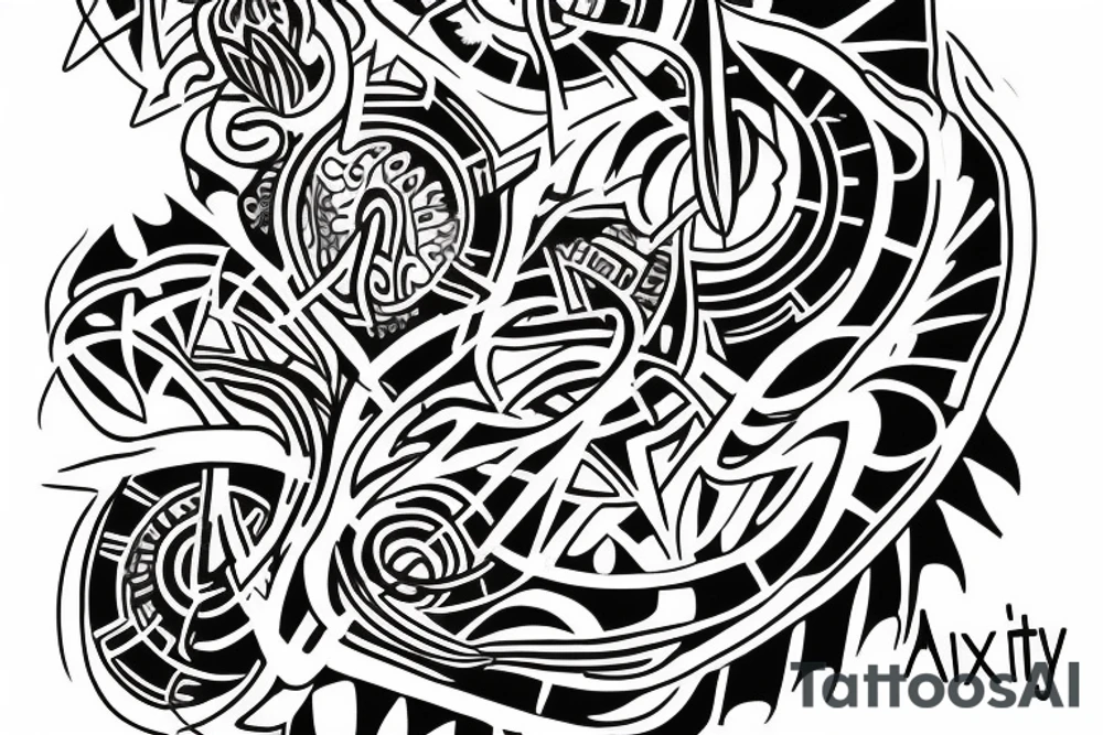"anxiety" text trible tattoo idea