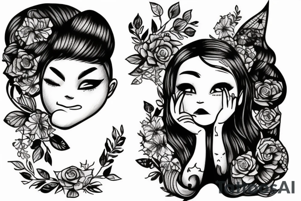 small girl smoking tattoo idea
