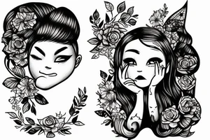 small girl smoking tattoo idea