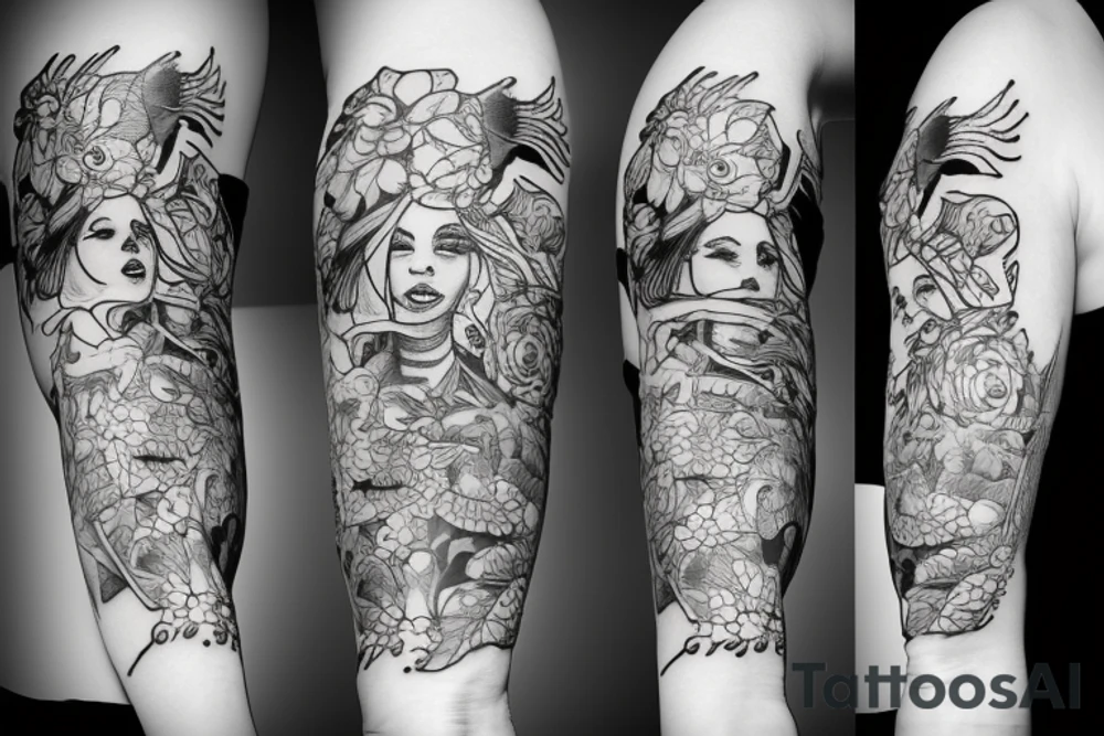small girl smoking tattoo idea