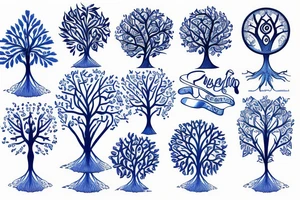 Tree of life in blue colours tattoo idea