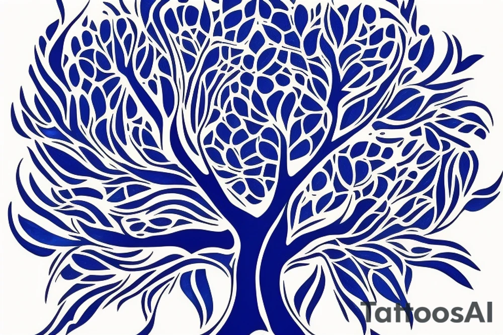 Tree of life abstract in blue tattoo idea