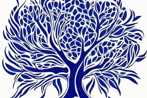 Tree of life abstract in blue tattoo idea
