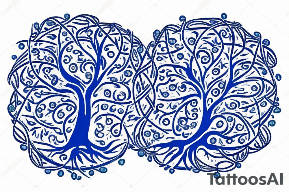 Tree of life abstract in blue tattoo idea