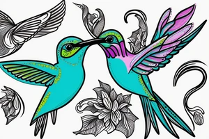 Turquoise abstract hummingbird tattoo idea