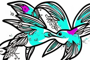 Turquoise abstract hummingbird tattoo idea