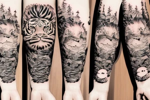 In the big arm tiger under the pine tree tattoo idea