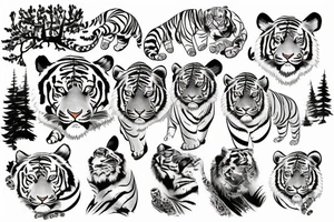 In the big arm tiger under the pine tree tattoo idea