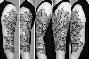 Whole arm Carps flow in the water and stir up waves Maple leaves fall tattoo idea
