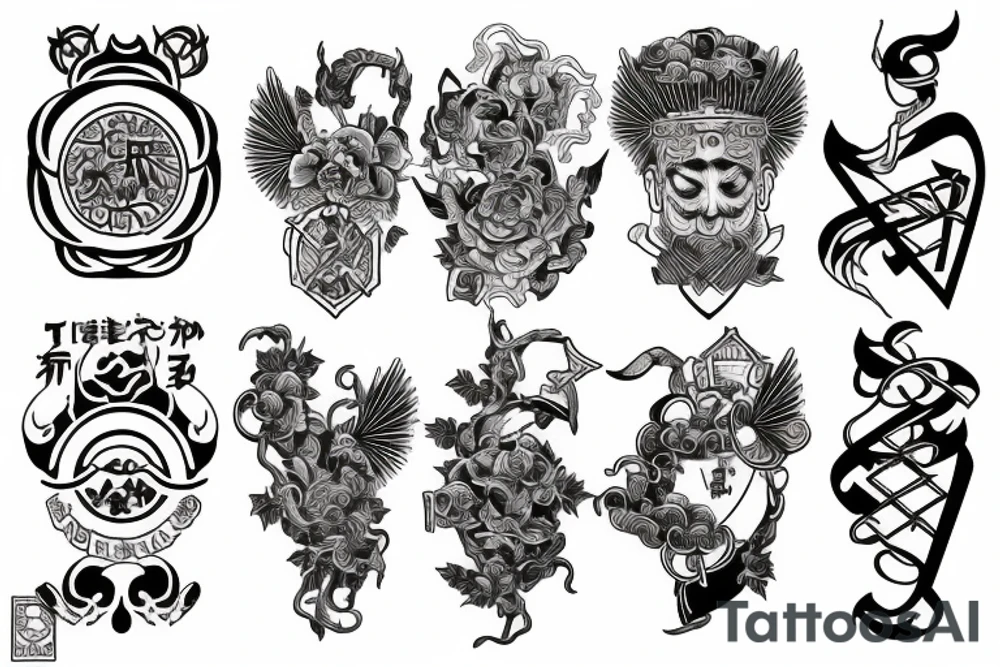 The virtues of wisdom, courage, temperance, and justice tattoo idea