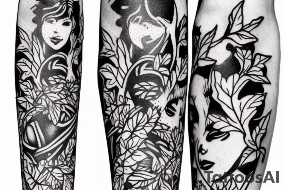 A broken greek pillar with ivy starting to grow up it tattoo idea