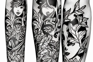 A broken greek pillar with ivy starting to grow up it tattoo idea