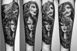 A broken greek pillar with ivy starting to grow up it tattoo idea
