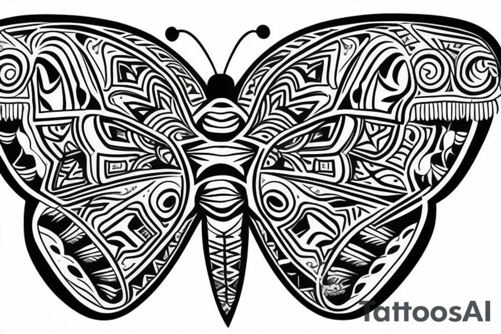 Butterfly representing the spirit transition, in style of Cree tribe (native American tribe) tattoo idea
