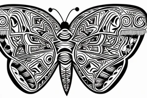 Butterfly representing the spirit transition, in style of Cree tribe (native American tribe) tattoo idea