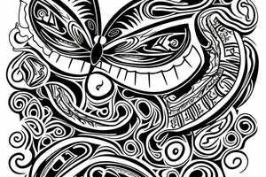 Butterfly representing the spirit transition, in style of Cree tribe (native American tribe) tattoo idea