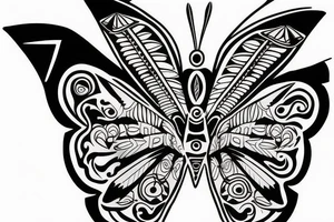 Native American butterfly representing the transition of spirit. Heavily inspired by Cree tribe and Indian culture tattoo idea