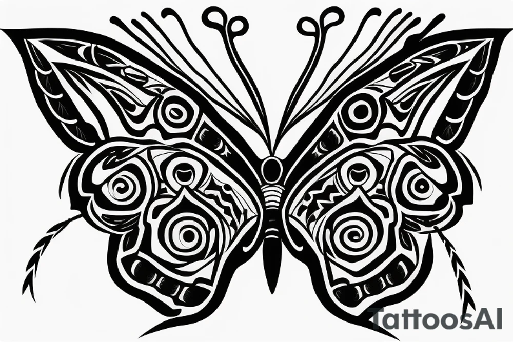 Native American butterfly representing the transition of spirit. Heavily inspired by Cree tribe and Indian culture tattoo idea