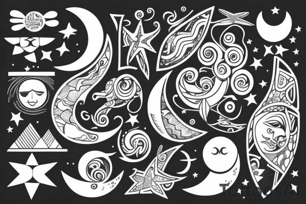 Ocean with moon tattoo idea