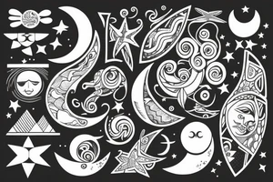 Ocean with moon tattoo idea