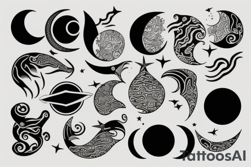 Ocean with moon tattoo idea
