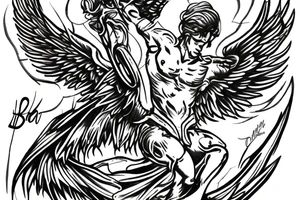 Archangel Michael overtook lucifer tattoo idea