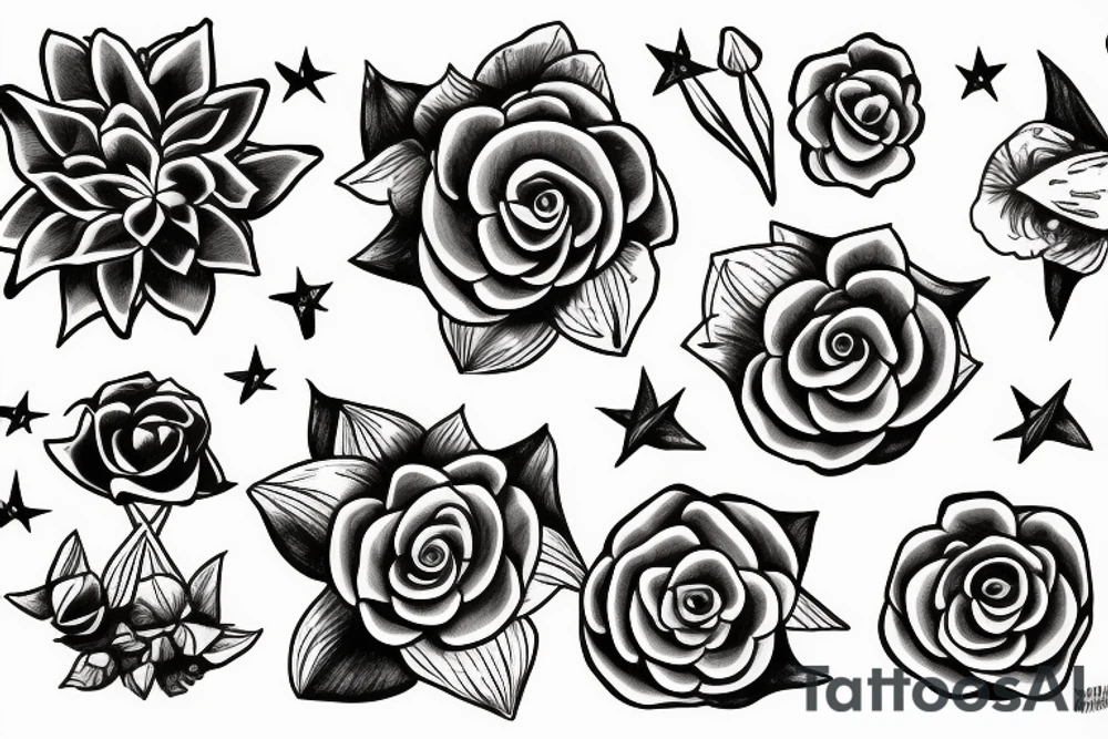 Star sign libra, flowers tattoo idea