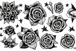 Star sign libra, flowers tattoo idea