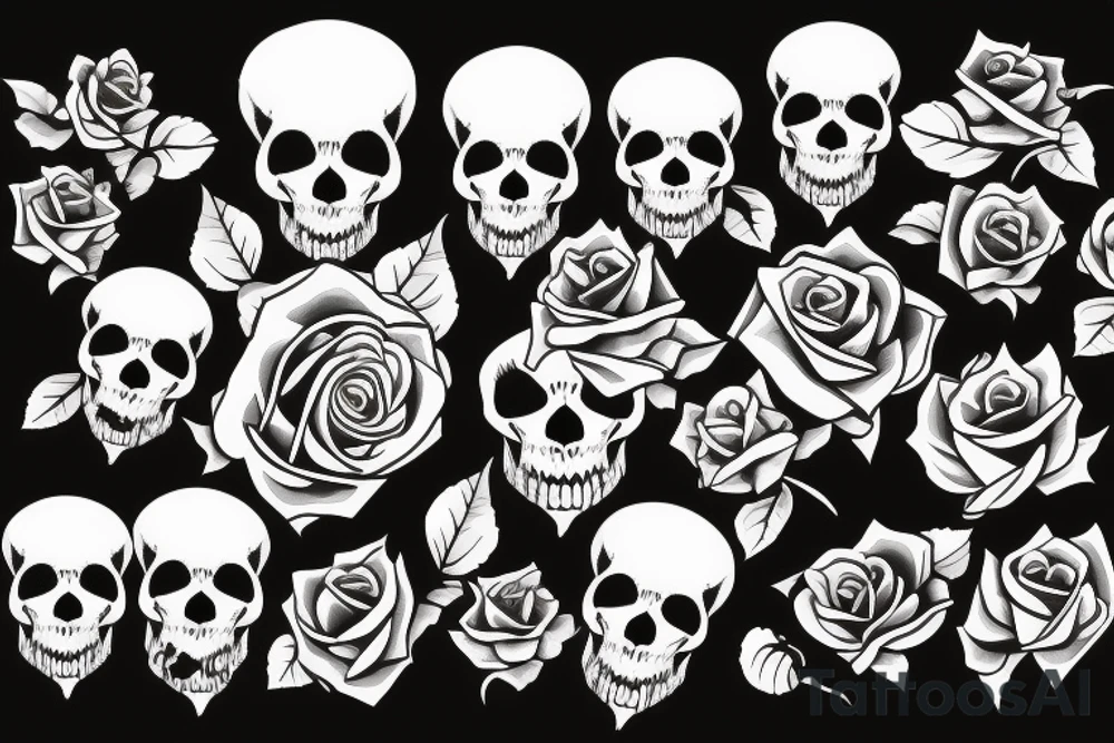 skull with rose in mouth tattoo idea