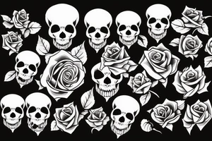 skull with rose in mouth tattoo idea
