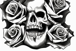 skull with rose in mouth tattoo idea