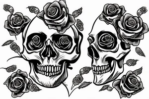 skull with rose stem in mouth tattoo idea